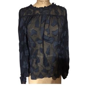 Le Fou Henrietta Black Silk Loose See Thru Top by Wilfred Medium